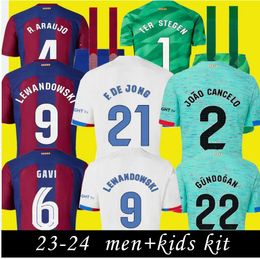 Football Lewandowski Soccer Jersey Memphis Pedri Barcelonas Raphinha Ferran 2023 2024 ANSU Fati 23 24 F. De Jong Dest Kit Shirt Men Kids Sets Uniforms