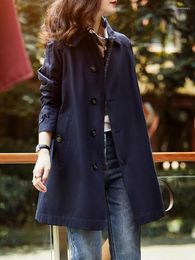 Women's Trench Coats Windbreaker Women Mid Length Autumn Casual Style Coat Polo Collar Long Sleeve Top And Jackets