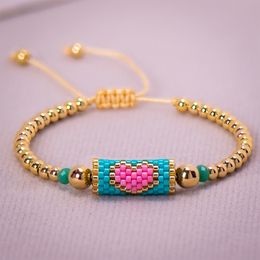 Bangle Miyuki Bead Bracelet Boho Style Woven Adjustable Thread For Women Jewelry Heart Ladies Accessory Birthday Gifts Party 2023 230912