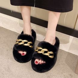 Women Wearing Plush Slippers For Outdoor Autumn Winter 2023 New Soft Soles Casual Wear At Home Thick Plush Soles