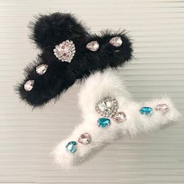 Hair Clips Y2K Jewellery Colourful Rhinestone Heart Plush Class For Women Harajuku Cute Vintage Accessories Geometry