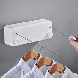 Other Home Storage Organization Retractable Clothesline Laundry Line with Adjustable Stainless Steel Double Rope Wall Mounted SpaceSaver Drying 230912