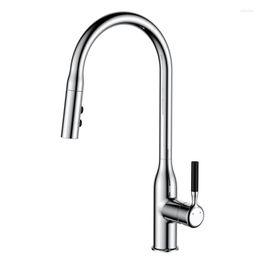 Kitchen Faucets Stainless Steel Elbow And Cold Mixer Faucet Sink Double Function Shower Head Zinc Body Handle.