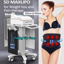 Factory Price 5D Maxlipo Infrared Lipolaser Slimming Machine 650nm & 940nm Red Light Diode Laser Fat Dissolve Lose Weight Body Shaping Pain Relief SPA Device