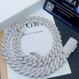 15mm 18-24inch 925 Sterling Silver Moissanite Diamond Cuban Chain Necklace 7/8/9inch Links Bracelet For Women/Men Nice Gift