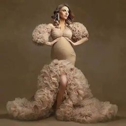 HOT SALE Maternity Gown Lace Maxi Dresses Women Clothes Photography Pregnancy Dress For Photo Shoot fluffy