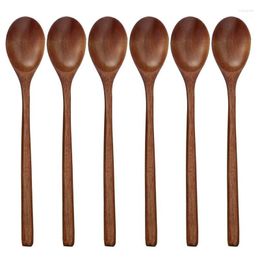 Spoons Wooden Spoon 6 Pieces Wood Soup For Eating Mixing Stirring Cooking Long Handle With Japanese Style Kitchen Utensi