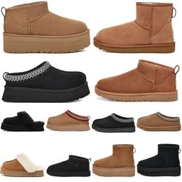 Botas de desenhista Austrália Botas Mulheres Inverno Ultra Tornozelo Curto Mini Bota Plataforma Bota para Homens Real Couro Quente Tornozelo Pele Botas Luxuosas Tasman Chinelos C88