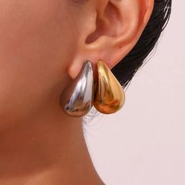 2023 Huggie Hoop Huggie Hoop Huggie Hoop Earrings Waterdrop Chunky Dupes For Women Lightweight Gold Plated Stainless Steel Hollow Tear Drop Earring Jewelry