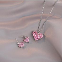 Necklace Earrings Set 3 Per Fashion Simpl Heart-shaped Zircon Pendant Designer Original Valentine's Day Gift Jewellery