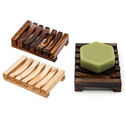 Soap Dishes Natural Wooden Holder Plate Box Case Shower Hand Washing Soaps Tray