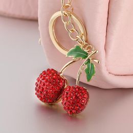 Keychains the Most Pleased Alloy Rhinestone Ornament Cherry Lysk074 Lovely Purse Bag Pendant Red Key Ring Car Chain