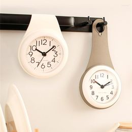 Wall Clocks Kitchen Waterproof Clock Bathroom Creative Silent No Need To Punch Home Refrigerator Small Hanging
