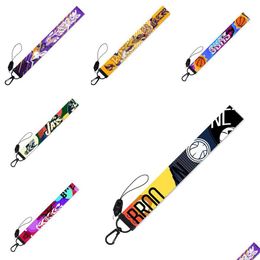25Mm Wide Trendy Strap Keychain Famous Basketball Players Teams Polyester Lanyard Key Phone Bag Pendant Wrist Drop Delivery