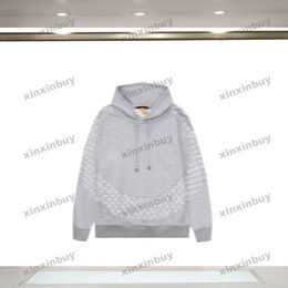 xinxinbuy Men designer Hoodie Sweatshirt 23ss Panelled Jacquard letter fabric long sleeve women Black green brown Grey white XS-XL