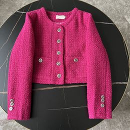 Women's Jackets High Quality French Chic Tweed Woven Pink Women Jacket Short Coats Autumn Western Fashion Casual Woman Clothing 230912