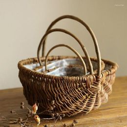 Storage Baskets Mini Handmade Wicker Woven Basket With Handle Portable Party Decorative Gift Kitchen Home Decorations