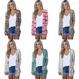 Women's Vests Lightweight Open Front Cardigans Long Sleeve Casual Soft Printed Fall Cardigan With Pockets Fashion Outerwear