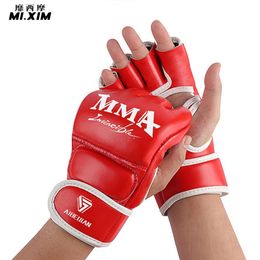 Sports Gloves Half Finger Kickboxing Protective Gloves Wearable PU Training Sparring Gloves Tear Resistant Breathable for Sports Supplies 230912