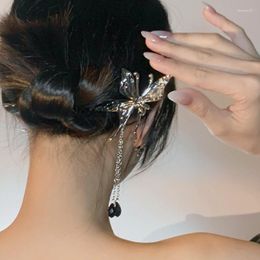 Hair Clips Advanced Sense Coiling Hairpin Tassel Headwear Chinese Style Liquid Metal Butterfly Girl