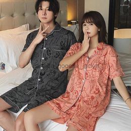 Women's Sleep Lounge Women's Sleepwear Anime Eyemask Cartoon Print Pijama Crayon Couple Pyjama Sets Women Men Short Pants Shirt Sleeping Sin Homewear CottonL230913