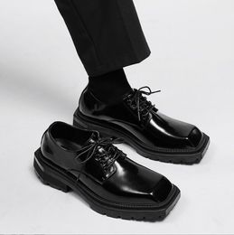 New Black Loafers for Men Patent Leather Round Toe Slip-On Wedding Formal Men's Shoes Business For Boys party Dress Shoes 38-44