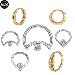 Septum Piercings Zircon Titanium Nose Ring G23 Hinge Labret Helix Segment Earrings Sexy Industrial Hoop Body Jewelry for Women