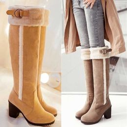 Chelsea Boots Men Over Knee Boots Womens Thick Heel Slim Sleeve Snow Large Women Shoes Winter 230830