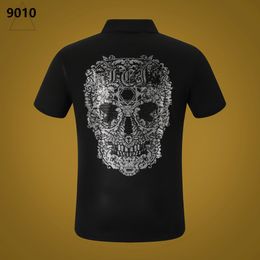 NEW PP Men's Polo Shirt Summer Skull Diamond Phillip Plain Short Sleeve Designer T Shirt Harajuku Tee Brand Skulls Print Tops Streetwear SP9010