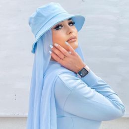 Ethnic Clothing Chiffon Hijab With Baseball Cap Summer Sports Hijabs Ready To Wear Islam Headscarf Instant Bonnet