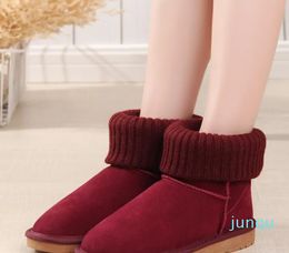 Soft comfortable Cashmere knitting and sheepskin fur combination keep warm boot Birthday Christmas gifts