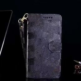 iPhone 14 13 Pro Max Designer Phone Cases for Apple 15 12 11 XR XS 8 7 Plus Luxury Leather Wristband Lanyard Strap Wallet Card Holder Pocket Flip Cover Black Checkerboard