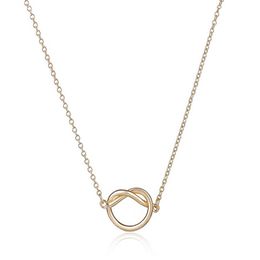 Selling New Maxi Colar Simple Love Heart Knot Pendant Couple Jewellery 18 K Gold And Silver Plated Women Link Chain For Your Ang233K