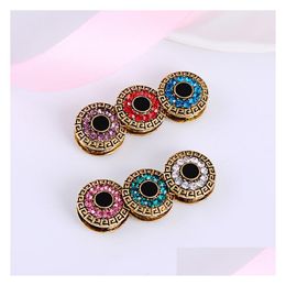 Pins Brooches Wholesale- 12Pcs/Lot Mix Colour Classic Round Magnet Brooch Hijab Accessories Muslim Pin Scarf Buckle Drop Delivery Jewel Dhmos