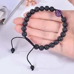 Natural Gemstone Amethyst Bracelet Designer Jewellery Chain Braid Adjustable Tiger Eye Oil Diffuser Lava Stone Bracelets for Men Women Gift Fashion Jewellery