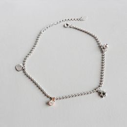 Anklets Korean Fashion 925 Sterling Silver Anklet Fine Jewellery Crystal Foot Chain For Women Girl S925 Ankle Leg Bracelet