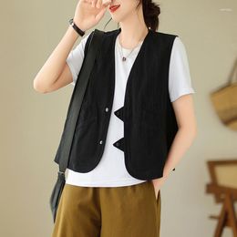 Women's Vests 2023 Arrival Japanese Style Sleeveless Loose Short Chic Girl's Summer Autumn Outwear Vest Fashion Women Casual Spring