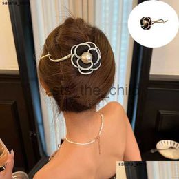 Hair Clips Barrettes Hair Clips Barrettes Elegant Camellias Claw Clip For Women Bun Hairpin Headwear Metal Banana Twist Girl Tiara Drop Delivery Jewellery Othix x0913