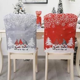 Chair Covers Christmas Cover Cartoon Snowflake Santa Claus Pattern Merry Party Home Ornament Kitchen Table Decor