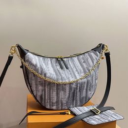 Borsa sottobraccio da donna Borsa a catena Borsa luna Borsa piselli Borsa firmata Borse a tracolla a tracolla Borsa in denim nero Hardware dorato Tracolla staccabile Mini portamonete Grande capacità