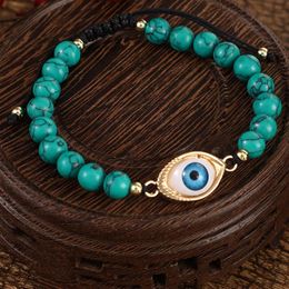 Turquoise Eye Charm Bracelet Buddha Adjustable Stone Beaded Bracelets wristband for Women fashion jewelry