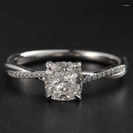 Cluster Rings 14K Au585 White Gold Ring Wedding Anniversary Engagement Party Cushion Cut Moissanite Diamond Elegant Trendy For Women