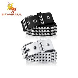 2023 new luxury square bead rivet belt metal pyramid straps men and women punk rock hardware jeans designer female waist belts