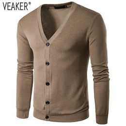 Men's Jackets Autumn V Neck Sweatercoat Male Long Sweater Slim Fit Solid Colour Casual Mens coat Knitwear S 2XL 230912