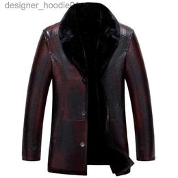 Men's Fur Faux Fur Thick Warm Mens PU Faux Fur Coat And Leather Jacket Fashion Casual Men's Clothing Jaquet Russian Winter Black Leather Jackets L230913