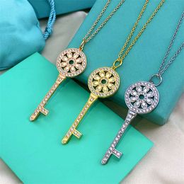 Дизайнерское ожерелье-ключ, Золотая цепочка Sier из нержавеющей стали, пара с бриллиантовым кулоном, ювелирные изделия, аксессуары для подруги, помолвка, оптовый подарок