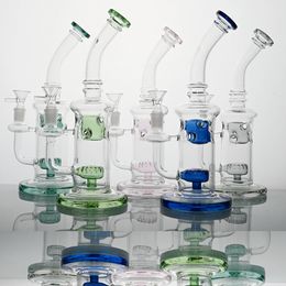 Wholesale 5 Colours Creative Smoking Glass Pink Glass Bong Smoking Pipe Hookah Water Pipes Glass Bongs Oil Dab Rigs Double Recycler