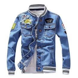 Men's Jackets Mens Jacket Men Autumn Winter Casual Vintage Wash Distressed Denim Jacket Coat Top Asian Size S-5XL x0913 x0913