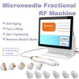 RF Microneedle Wrinkle Remover Skin Lift Radio Frequency Fractional Machine Face Tighten Salon Scar Removal Home Use Equipment with 11 Changeable Heads