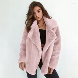 Women's Fur Warm Oversized Velvet Faux Coats Women High Street Plus Size Overcoat Long Sleeve Turndown Collar Motorcycle Clothing